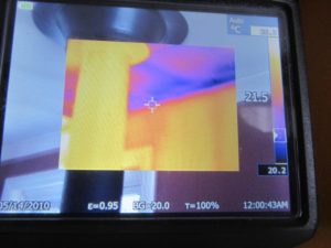 Thermal Imaging view of heat loss in ceiling