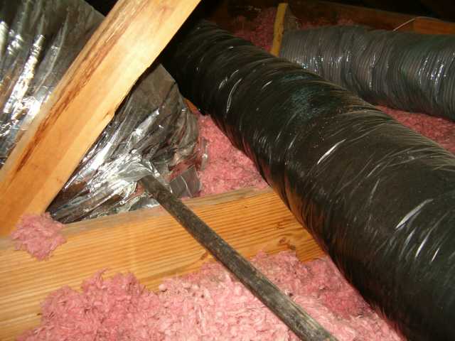Gas Line Installed through A/C duct in Attic found by Barrie Home Inspections