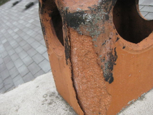 Aged Clay Flue Tile requires Replacement found by WETT Certified Inspector
