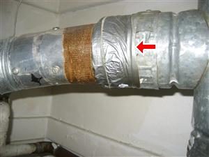 Duct Tape Used to Seal Chimney found by Barrie Home Inspections Duct Tape Used to Seal Chimney found by Barrie Home Inspections