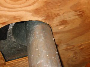 Chimney too Close to Combustibles found by Barrie Home Inspections Chimney too Close to Combustibles found by Barrie Home Inspections
