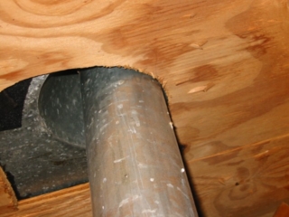Chimney too Close to Combustibles found by Barrie Home Inspections