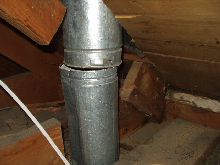 Chimney Flue Pipe Separated in Attic found by Barrie Home Inspections