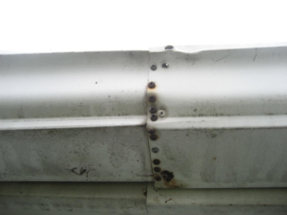 Repaired Gutter Joint still Leaking found by Barrie Home Inspections