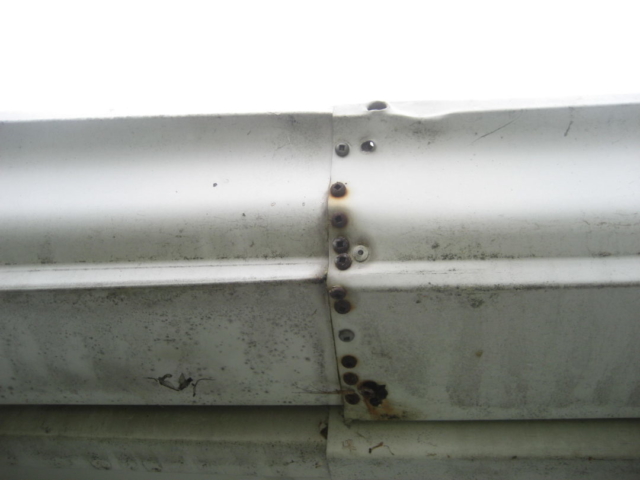 Repaired Gutter Joint still Leaking found by Barrie Home Inspections