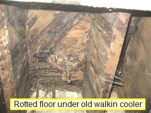 Floor is Rotted under Leaking Cooler found by Barrie Home Inspections