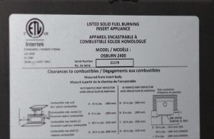 Wood Stove Certification Label