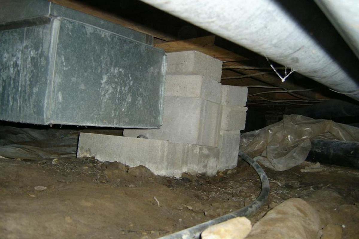 No footing for masonry block pier No footing for masonry block pier